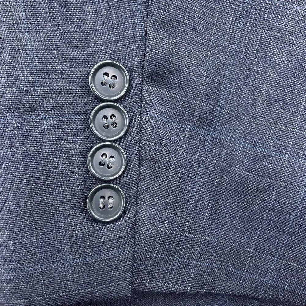 Ralph Lauren Chaps Suit Men 46R Blue Plaid Wool Classic Jacket Union‎ Canada VTG